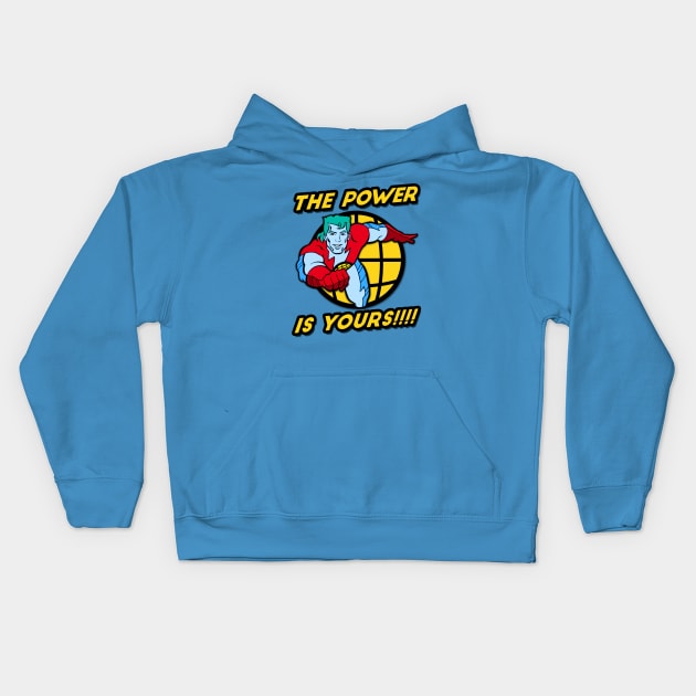 Captain Planet Flying Kids Hoodie by BigOrangeShirtShop